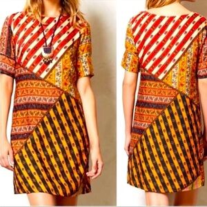 Anthropologie TANVI KEDIA Ozma mixed media patchwork beaded tunic dress